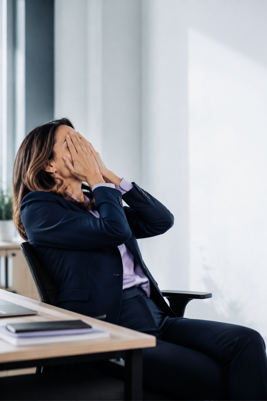 Überlastete Mitarbeiterin in einem Büro mit vielen manuellen Arbeitsabläufen